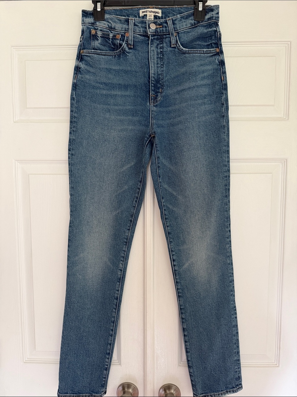 Rivet & Thread  High-Rise Medium Blue Straight-Leg Jeans
